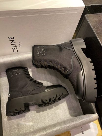 REPLICA CELINE BULKY LACED UP BOOT IN NYLON AND SHINY BULL #3920 - Image 8