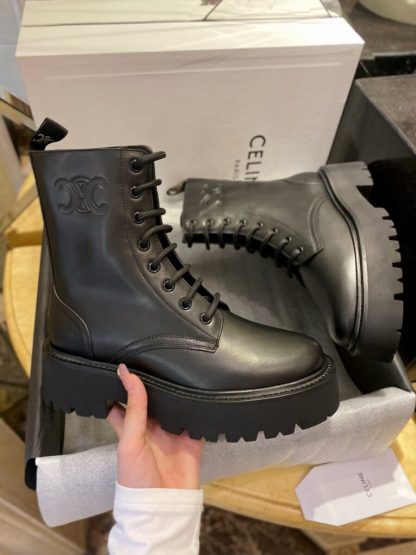 REPLICA CELINE TRIOMPHE RANGERS MID LACE-UP BOOT IN SHINY BULL #3919