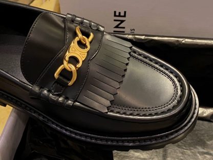 REPLICA CELINE MARGARET LOAFER WITH TRIOMPHE CHAIN IN POLISHED BULL #3923 - Image 13