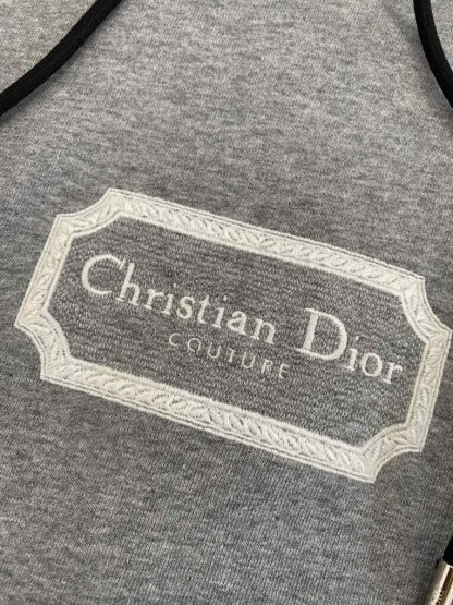  Christian Dior Couture Hooded Sweatshirt Gray Cashmere Jersey #3981 - Image 6