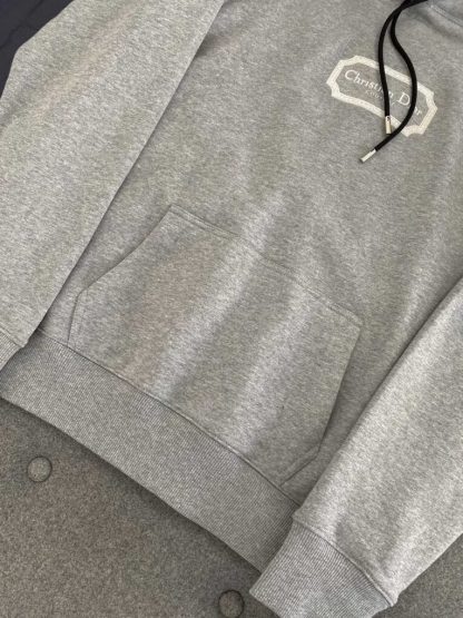  Christian Dior Couture Hooded Sweatshirt Gray Cashmere Jersey #3981 - Image 3