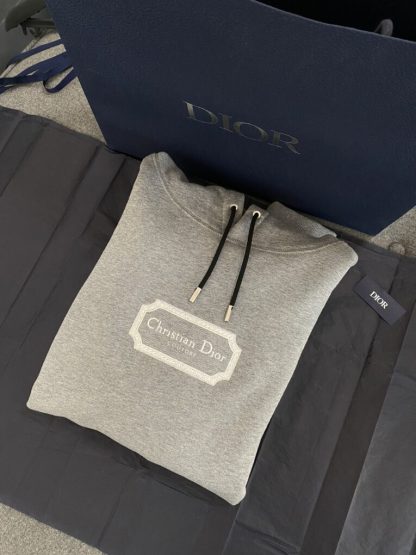  Christian Dior Couture Hooded Sweatshirt Gray Cashmere Jersey #3981 - Image 8