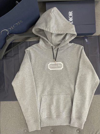 Replica Christian Dior Couture Hooded Sweatshirt Gray Cashmere Jersey #3981