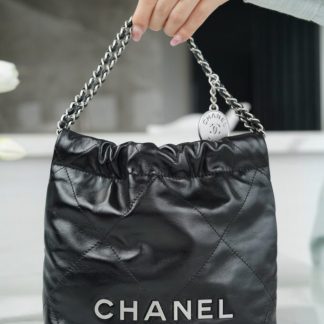 REPLICA CHANEL 22 MINI HANDBAG CALFSKIN BLACK & SLIVER HARDWARE 2025 #4043