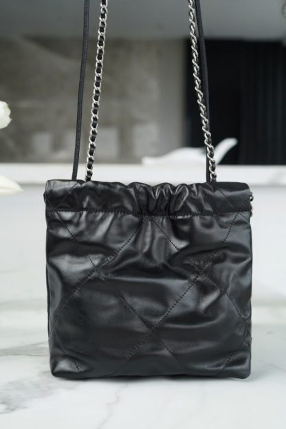 REPLICA CHANEL 22 MINI HANDBAG CALFSKIN BLACK & SLIVER HARDWARE 2025 #4043 - Image 3
