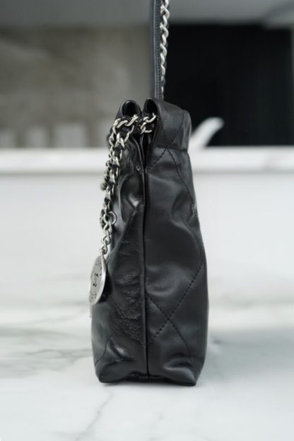 REPLICA CHANEL 22 MINI HANDBAG CALFSKIN BLACK & SLIVER HARDWARE 2025 #4043 - Image 5