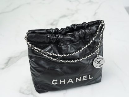 REPLICA CHANEL 22 MINI HANDBAG CALFSKIN BLACK & SLIVER HARDWARE 2025 #4043 - Image 7