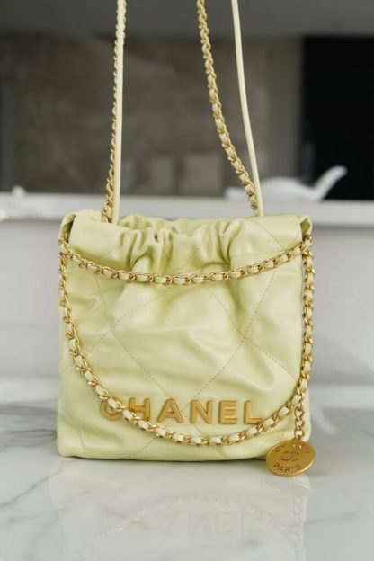REPLICA CHANEL 22 MINI HANDBAG CALFSKIN LIGHT YELLOW 2025 #4040