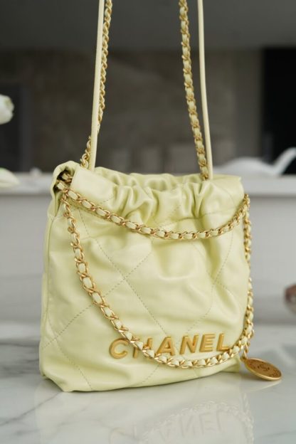 REPLICA CHANEL 22 MINI HANDBAG CALFSKIN LIGHT YELLOW 2025 #4040 - Image 3