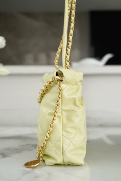 REPLICA CHANEL 22 MINI HANDBAG CALFSKIN LIGHT YELLOW 2025 #4040 - Image 5