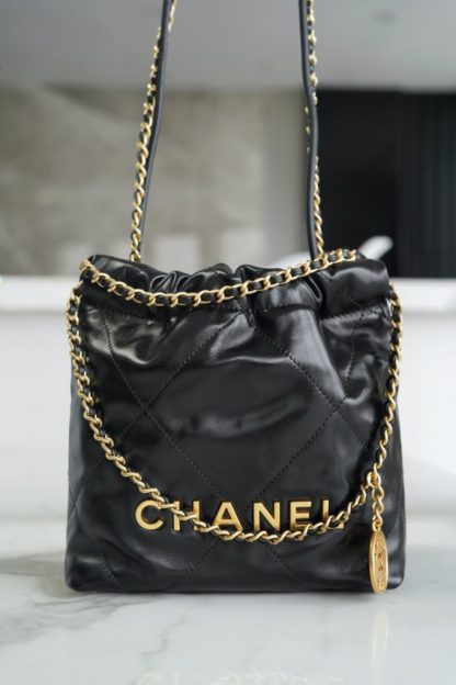 REPLICA CHANEL 22 MINI HANDBAG CALFSKIN BLACK 2025 #4039