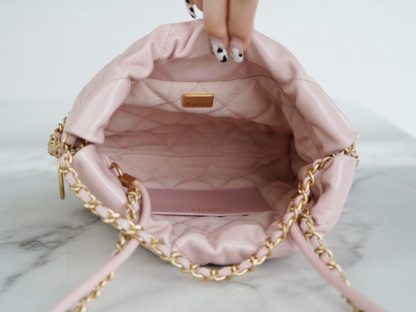 REPLICA CHANEL 22 MINI HANDBAG CALFSKIN LIGHT PINK 2025 #4038 - Image 9