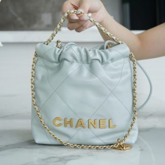 REPLICA CHANEL 22 MINI HANDBAG CALFSKIN LIGHT BLUE 2025 #4041