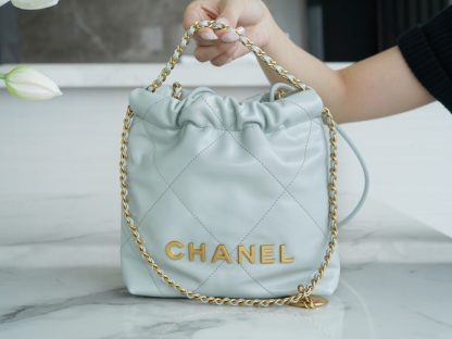 REPLICA CHANEL 22 MINI HANDBAG CALFSKIN LIGHT BLUE 2025 #4041