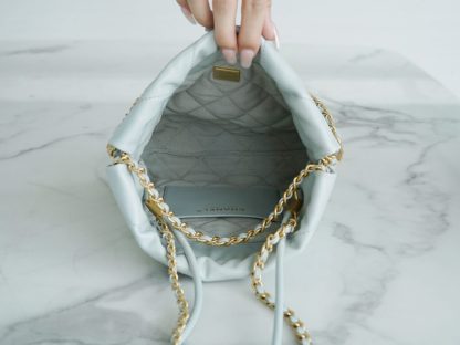 REPLICA CHANEL 22 MINI HANDBAG CALFSKIN LIGHT BLUE 2025 #4041 - Image 5