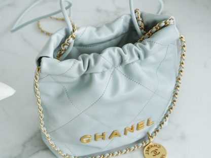 REPLICA CHANEL 22 MINI HANDBAG CALFSKIN LIGHT BLUE 2025 #4041 - Image 6