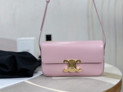 REPLICA CELINE SHOULDER BAG CLAUDE IN SHINY CALFSKIN PINK #3950