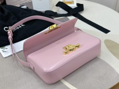 REPLICA CELINE SHOULDER BAG CLAUDE IN SHINY CALFSKIN PINK #3950 - Image 2