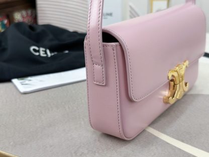 REPLICA CELINE SHOULDER BAG CLAUDE IN SHINY CALFSKIN PINK #3950 - Image 3