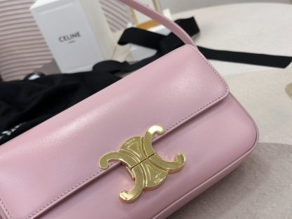 REPLICA CELINE SHOULDER BAG CLAUDE IN SHINY CALFSKIN PINK #3950 - Image 10
