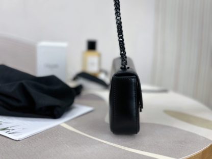REPLICA CELINE CHAIN SHOULDER BAG CLAUDE IN SHINY CALFSKIN FULL BLACK #3939 - Image 13