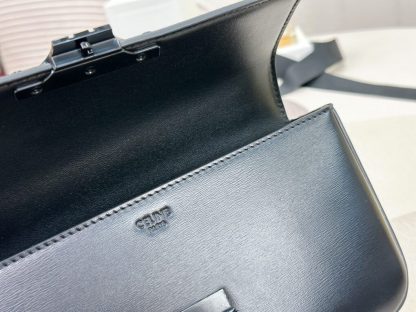 REPLICA CELINE CHAIN SHOULDER BAG CLAUDE IN SHINY CALFSKIN FULL BLACK #3939 - Image 6