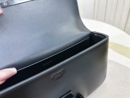 REPLICA CELINE CHAIN SHOULDER BAG CLAUDE IN SHINY CALFSKIN FULL BLACK #3939 - Image 3