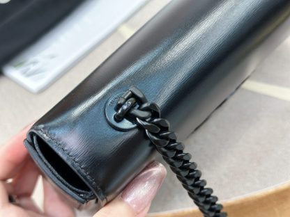 REPLICA CELINE CHAIN SHOULDER BAG CLAUDE IN SHINY CALFSKIN FULL BLACK #3939 - Image 9