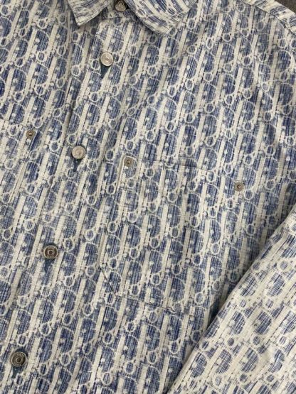  Dior Blue and White Dior Oblique Kasuri Cotton Denim Overshirt #3982 - Image 14