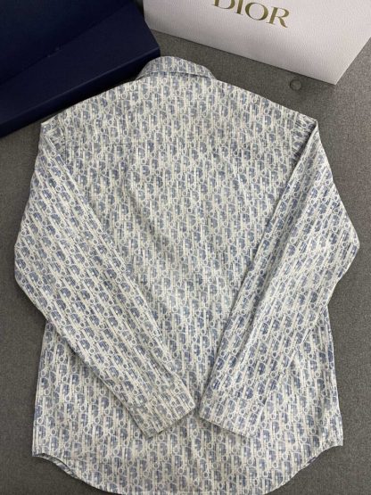  Dior Blue and White Dior Oblique Kasuri Cotton Denim Overshirt #3982 - Image 15