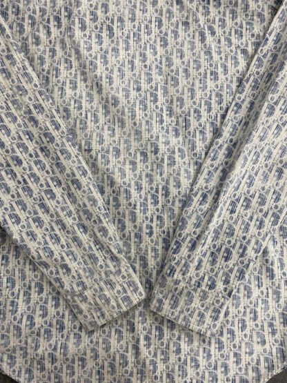  Dior Blue and White Dior Oblique Kasuri Cotton Denim Overshirt #3982 - Image 16