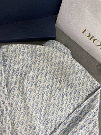  Dior Blue and White Dior Oblique Kasuri Cotton Denim Overshirt #3982 - Image 17