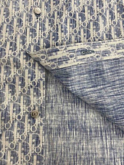  Dior Blue and White Dior Oblique Kasuri Cotton Denim Overshirt #3982 - Image 6