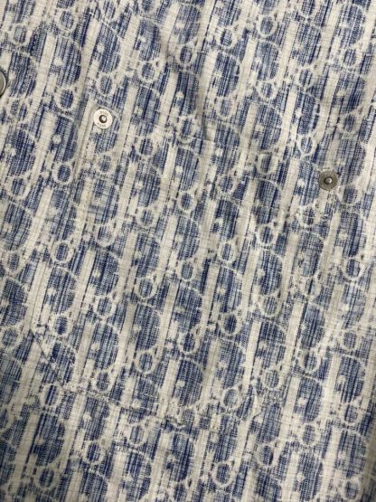  Dior Blue and White Dior Oblique Kasuri Cotton Denim Overshirt #3982 - Image 2