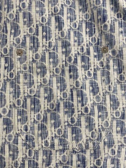  Dior Blue and White Dior Oblique Kasuri Cotton Denim Overshirt #3982 - Image 7