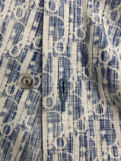 Dior Blue and White Dior Oblique Kasuri Cotton Denim Overshirt #3982 - Image 9