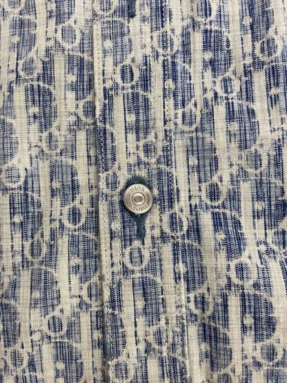  Dior Blue and White Dior Oblique Kasuri Cotton Denim Overshirt #3982 - Image 10