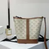 REPLICA CELINE SMALL BUCKET IN TRIOMPHE CANVAS AND CALFSKIN 191442 GREGE #3962