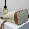 REPLICA CELINE SMALL BUCKET IN TRIOMPHE CANVAS AND CALFSKIN 191442 GREGE #3962 - Image 5