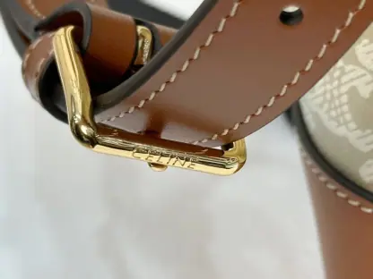 REPLICA CELINE SMALL BUCKET IN TRIOMPHE CANVAS AND CALFSKIN 191442 GREGE #3962 - Image 3