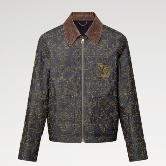 Replica Louis Vuitton Embroidered Denim Workwear Jacket 1AFXHD For Men #4006