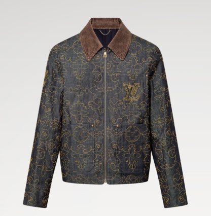Replica Louis Vuitton Embroidered Denim Workwear Jacket 1AFXHD For Men #4006