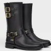 REPLICA CELINE BIKER MID BOOT WITH HARNESS IN CALFSKIN #3922