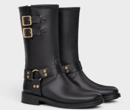 REPLICA CELINE BIKER MID BOOT WITH HARNESS IN CALFSKIN #3922
