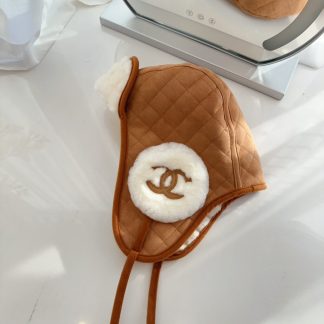 Replica CHANEL Lambskin Skiing Hat Beige 2025 #4080