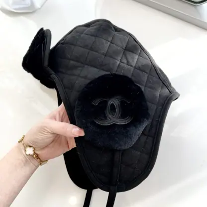  CHANEL Lambskin Skiing Hat Black 2025 #4081 - Image 8