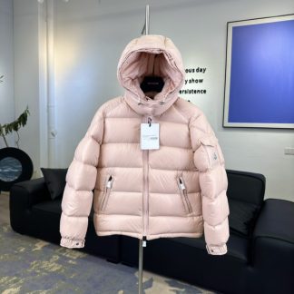 REPLICA MONCLER MAIRE HOODED SHORT DOWN JACKET FOR WOMEN PINK #3989