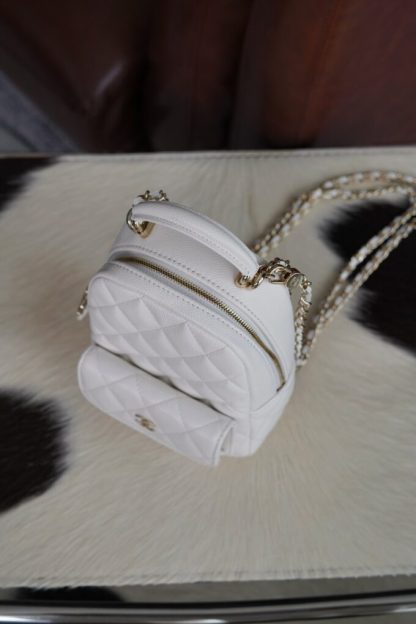 REPLICA CHANEL CLASSIC MINI BACKPACK CAVIAR WHITE #4035 - Image 4