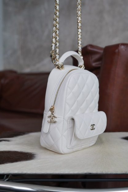 REPLICA CHANEL CLASSIC MINI BACKPACK CAVIAR WHITE #4035 - Image 6
