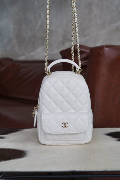 REPLICA CHANEL CLASSIC MINI BACKPACK CAVIAR WHITE #4035